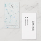 AQUA PETAL HANDGEMAAKTE PAPIEREN STUD OORBEL DISPL VISITEKAARTJE (Voorkant / Achterkant)