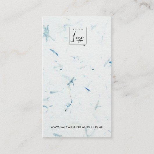 AQUA PETAL HANDGEMAAKTE PAPIEREN STUD OORBEL DISPL VISITEKAARTJE (Voorkant)