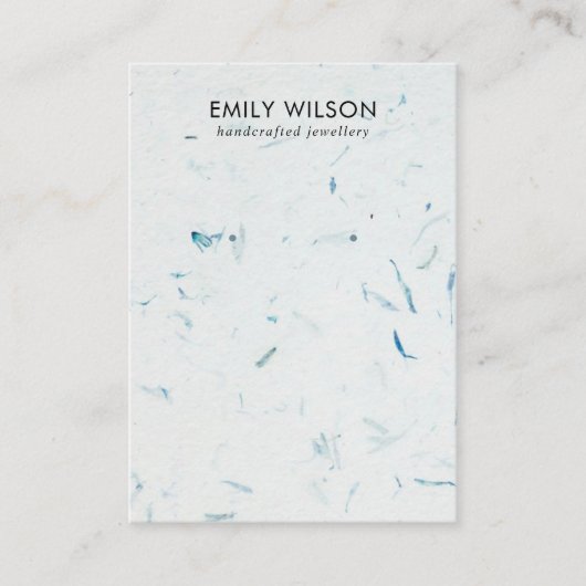 AQUA PETAL HANDGEMAAKTE PAPIEREN STUD OORBEL DISPL VISITEKAARTJE (Voorkant)