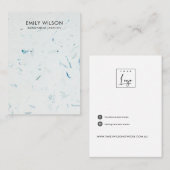 AQUA PETAL HANDGEMAAKTE PAPIEREN STUD OORBEL DISPL VISITEKAARTJE (Voorkant / Achterkant)