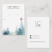 AQUA PINE TREE FOREST KETTING EARRING DISPLAY VISITEKAARTJE (Voorkant / Achterkant)