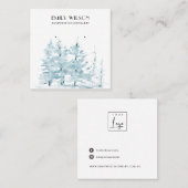 AQUA PINE TREE WINTER FOREST STUD EARRING DISPLAY VIERKANTE VISITEKAARTJE (Voorkant / Achterkant)