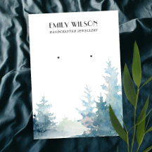 AQUA PINE TREE WINTER FOREST STUD OORBEL DISPLAY