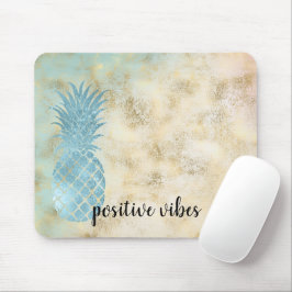 Aqua Pineapple Gold Grunge Muismat