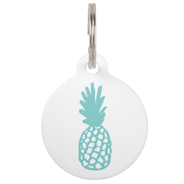 Aqua Pineapple Huisdierpenning (Voorkant)