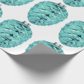 Aqua Pinecone Ornamenten inpakpapier (Hoek)