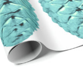 Aqua Pinecone Ornamenten inpakpapier (Rol Hoek)
