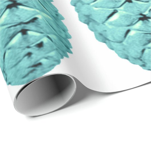 Aqua Pinecone Ornamenten inpakpapier (Rol Hoek)