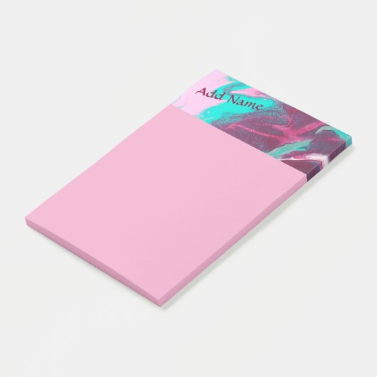 Aqua Pink Abstract Aangepast Post Opmerkingen 4x6 Post-it® Notes (Schuin)