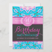Aqua Pink Bohemian 40th Birthday Uitnodiging (Voorkant)