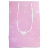 Aqua Pink Bokeh Hearts Verjaardag Medium Cadeauzakje (Achterkant)