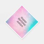 Aqua Pink Bokeh Hearts Verjaardag Servet (Hoek)