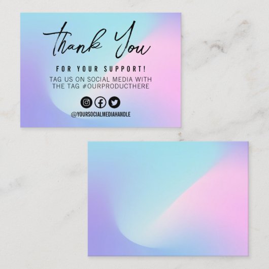 Aqua Pink Calligraphy Pastel Media Insert Visitekaartje (Voorkant / Achterkant)