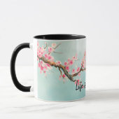 Aqua Pink Cherry Blossom Floral      Mok (Links)