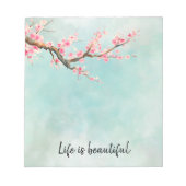 Aqua Pink Cherry Blossom Floral Notitieblok (Voorkant)