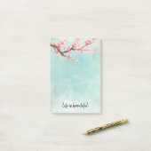 Aqua Pink Cherry Blossom Floral Post-it® Notes (Op bureau)