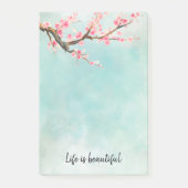 Aqua Pink Cherry Blossom Floral Post-it® Notes (Voorkant)