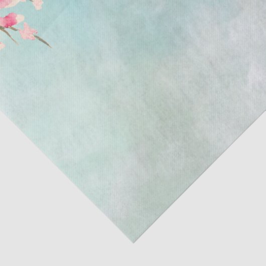 Aqua Pink Cherry Blossom Floral Tissuepapier (Detail)