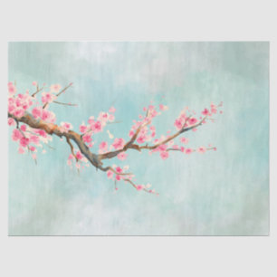 Aqua Pink Cherry Blossom Floral Tissuepapier