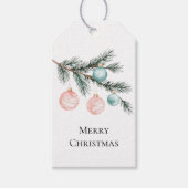 Aqua Pink Christmas Tree Branch Ornamenten Cadeaulabel (Voorkant)