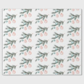 Aqua Pink Christmas Tree Branch Ornamenten Cadeaupapier (Vlak)