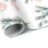 Aqua Pink Christmas Tree Branch Ornamenten Cadeaupapier (Rol Hoek)