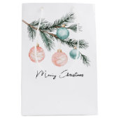 Aqua Pink Christmas Tree Branch Ornamenten Medium Cadeauzakje (Voorkant)