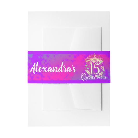 Aqua Pink Elegant Quinceanera Viering Uitnodigingen Wikkel (Voorkant Voorbeeld)