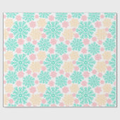 Aqua Pink en Gold Snowflakes Patroon Cadeaupapier (Vlak)