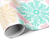 Aqua Pink en Gold Snowflakes Patroon Cadeaupapier (Rol Hoek)