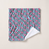 AQUA PINK FLAMINGO ZEBRA PRINT BATHROOM TOWEL SET BAD HANDDOEK (Wasdoekje)