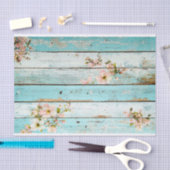 Aqua Pink Flower Wood Plank Decoupage Papier (Craft)