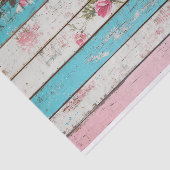 Aqua Pink Flower Wood Plank Decoupage Papier (Detail)