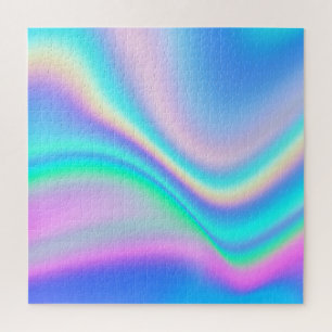 Aqua Pink Iridescent Rainbow Ombre Wave Legpuzzel
