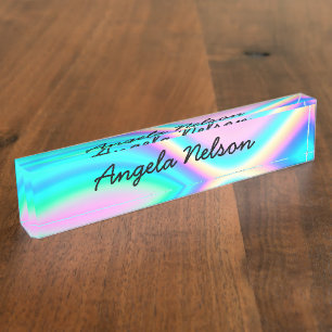 Aqua Pink Iridescent Rainbow Wave Naambordje