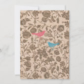  Aqua Pink Love Bird Wedtern Kaart (Achterkant)