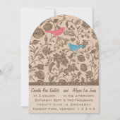  Aqua Pink Love Bird Wedtern Kaart (Voorkant)