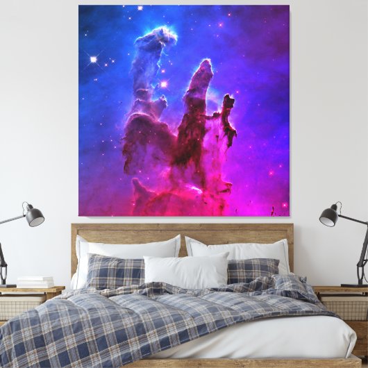 Aqua Pink Ombre Pillars van Creation Large Square Canvas Afdruk (Insitu (Slaapkamer))