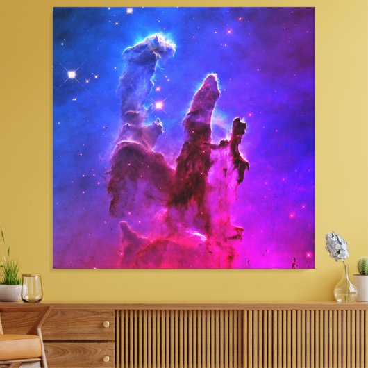 Aqua Pink Ombre Pillars van Creation Large Square Canvas Afdruk (Insitu (Woonkamer))