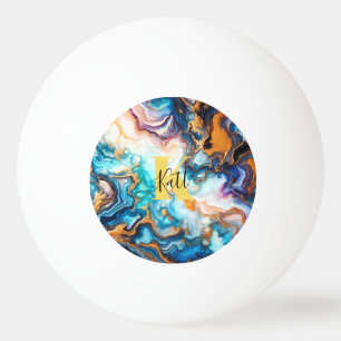 Aqua Pink Paarse Golden Custom Modern Monogram Pingpongbal