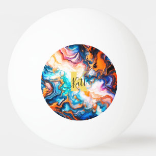 Aqua Pink Paarse Golden Custom Modern Monogram Pingpongbal