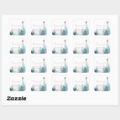 AQUA PINK SNOWY FOREST STAR PINE CHRISTMAS ADRES VIERKANTE STICKER (Vel)