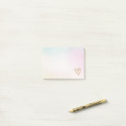 Aqua Pink Tie Dye Gold Glitter Harten Post-it® Notes (Op bureau)