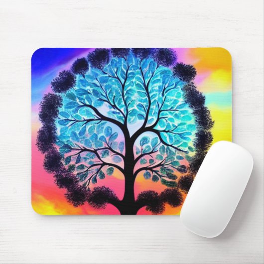 Aqua Pink Tree of Life Mousepad Muismat (Met muis)