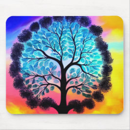 Aqua Pink Tree of Life Mousepad Muismat
