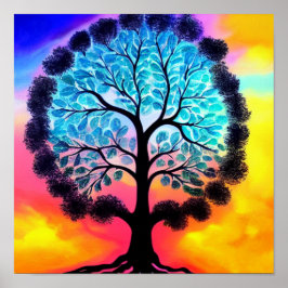 Aqua Pink Tree of Life Poster