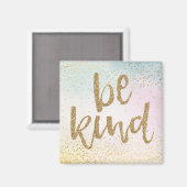 Aqua Pink Yellow Gold Confetti Glitter be wel Magneet (Voorkant / Achterkant)