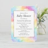 Aqua Pink Yellow Tie Dye Baby shower Kaart (Staand voorkant)