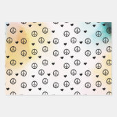 Aqua Pink Yellow Tie Dye Peace Sign met hart Inpakpapier Vel (Voorkant 3)