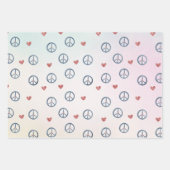 Aqua Pink Yellow Tie Dye Peace Sign met hart Inpakpapier Vel (Voorkant)